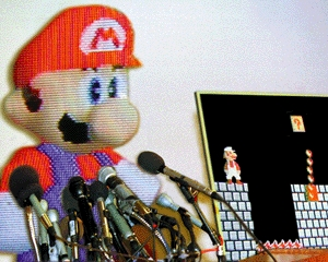 A concerned Mario discusses the rotating fireball chains found throughout World 1-4 of Super Mario Bros.